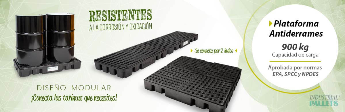 Plataforma Antiderrames para tambos industriales con conector.